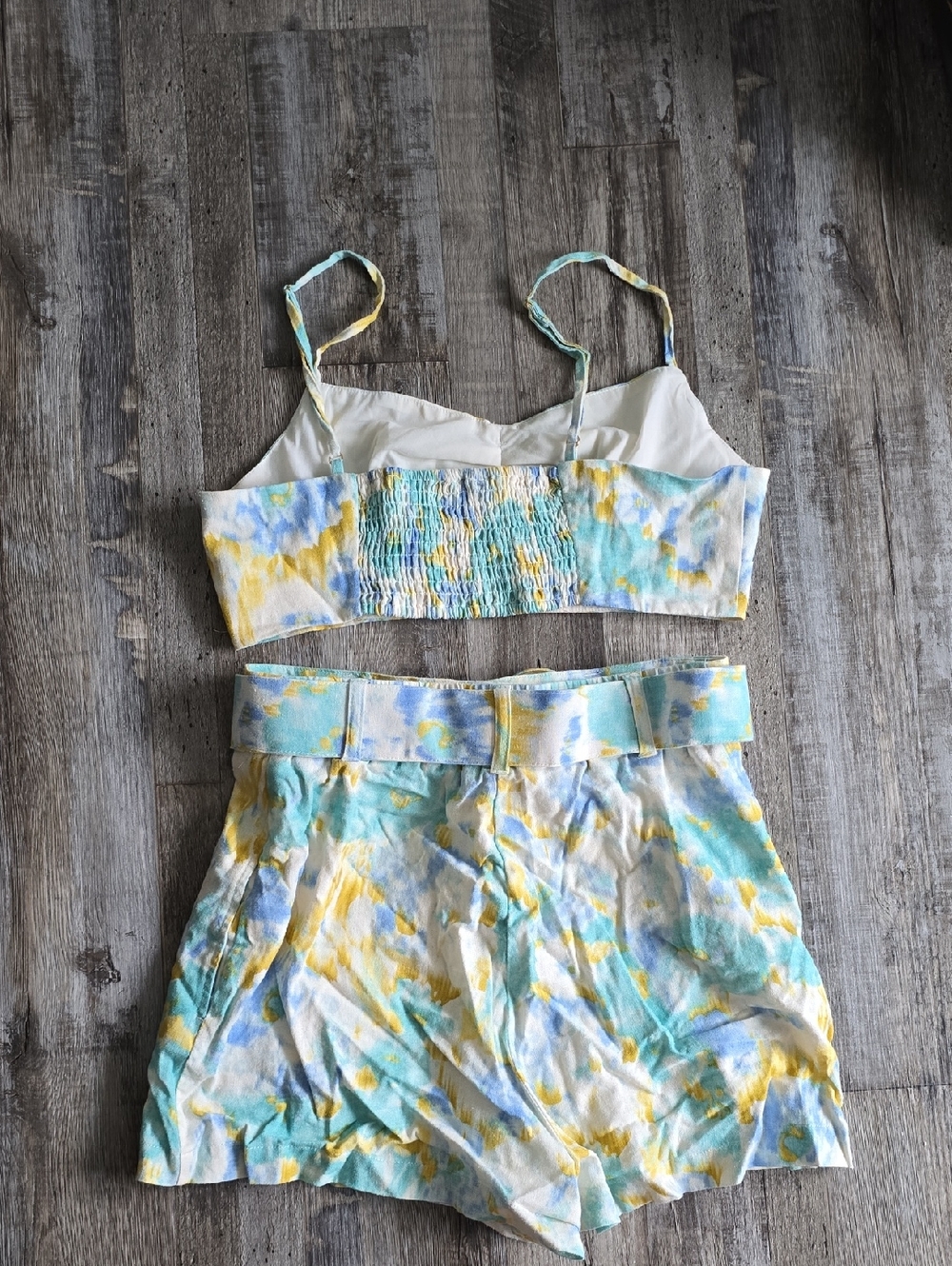 Christian Lacroix Linen Watercolor High Tide Matching High Rise Short Set Size S - Picture 4 of 6